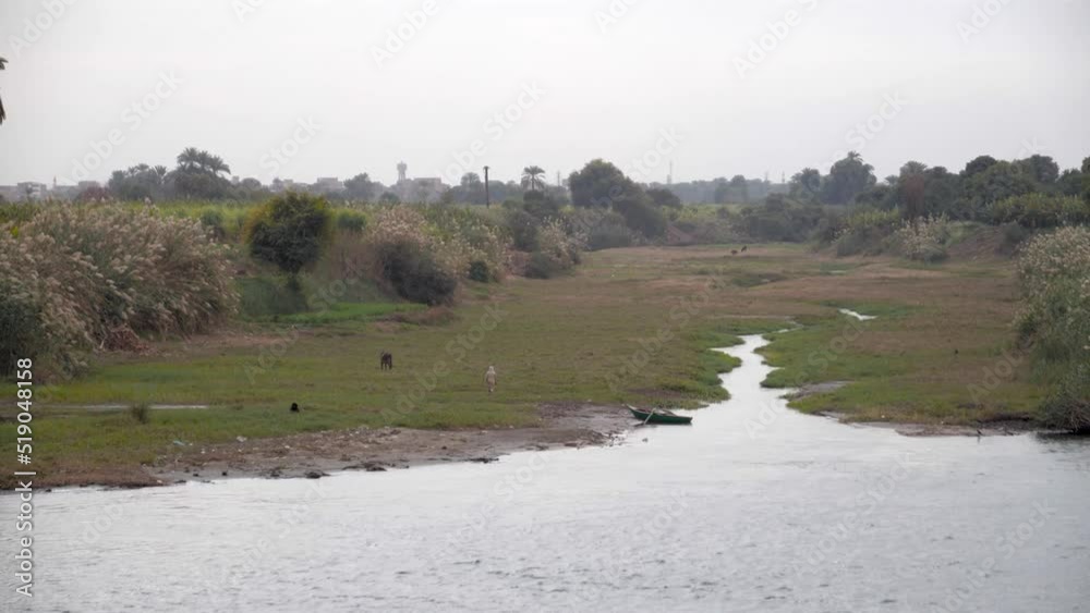People working on an agricultural field next to the Nile river, Egypt. People working on an agricultural field next to the Nile river, Egypt.