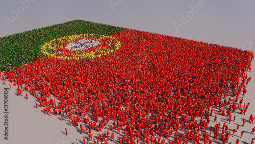 Obraz na plátně A Crowd of People congregating to form the Flag of Portugal