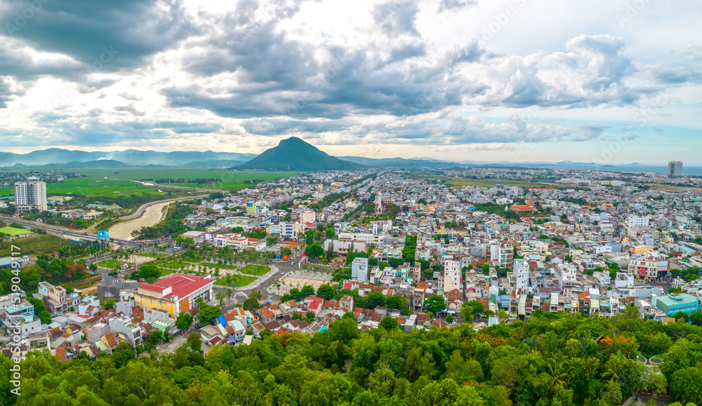 Tuy Hoa city, Phu Yen seen from above. This place has beautiful natural landscapes in central Vietnam