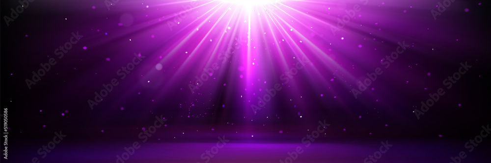 Schilderij op canvas Magic background with purple light rays effect