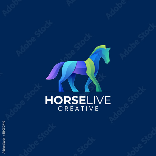 Vector Logo Illustration Horse Gradient Colorful Style.