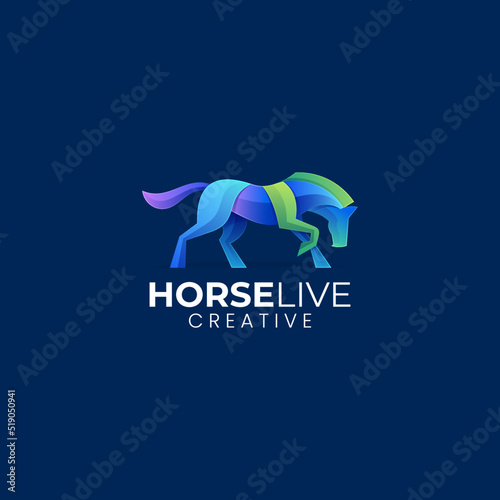 Vector Logo Illustration Horse Gradient Colorful Style.