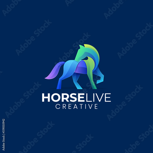 Vector Logo Illustration Horse Gradient Colorful Style.
