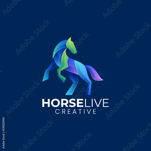 Vector Logo Illustration Horse Gradient Colorful Style.