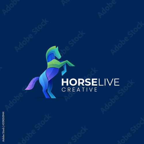 Vector Logo Illustration Horse Gradient Colorful Style.
