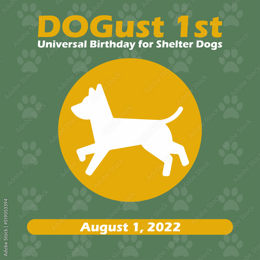 Φωτογραφία Dog Icon, August 1st Universal Birthday for Shelter Dogs design concept, suitable for social media post templates, posters, greeting cards, banners, backgrounds, brochures