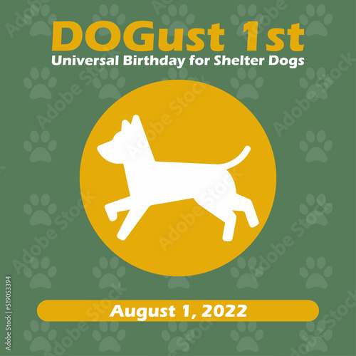 Dog Icon, August 1st Universal Birthday for Shelter Dogs design concept, suitable for social media post templates, posters, greeting cards, banners, backgrounds, brochures. Vector Illustration