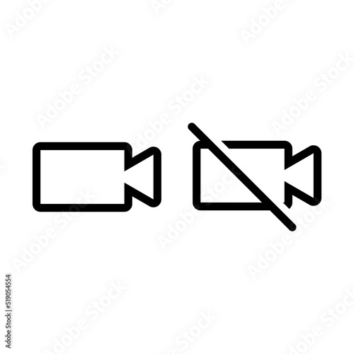 line icon video turn on and turn off isolated on white background.