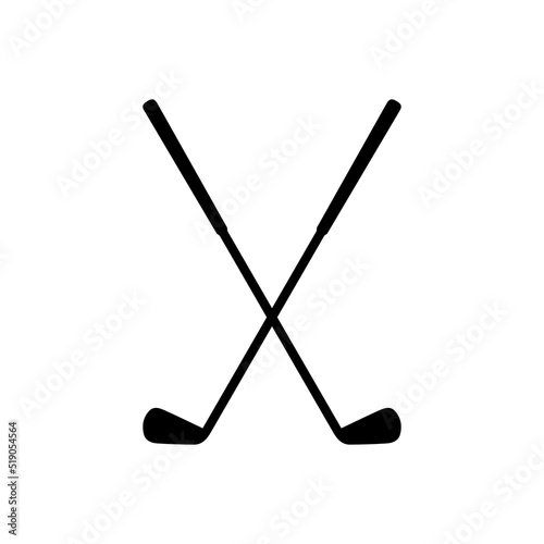 crossed golf sticks icon isolated on white background.