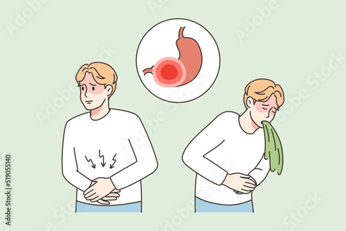 Unhealthy man suffer from food poisoning 