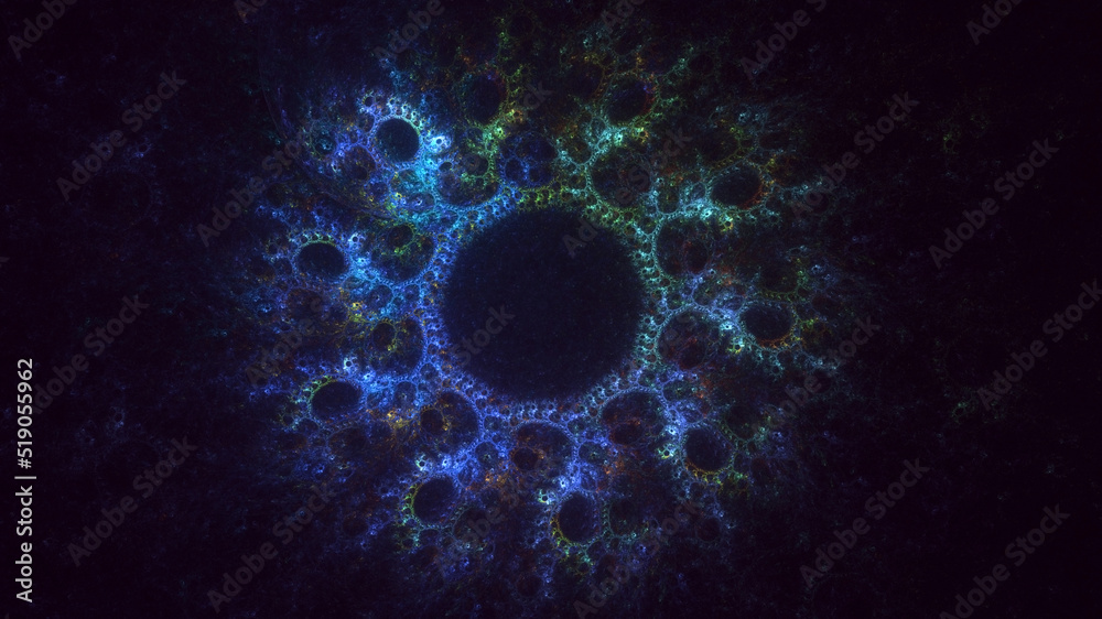 3D rendering abstract multicolor fractal light background