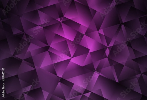 Dark Pink vector shining triangular backdrop.
