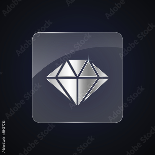 Silver diamond logotype. Luxury, shiny, minimalist design. Best for web, print, logo creating and branding design. Jewelry company concept.