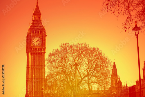 Close up image of Big Ben on a hot summer day