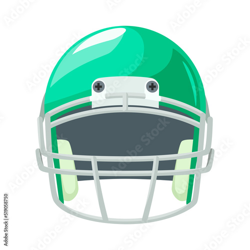 Green helmet for American football on a white background. Cartoon design.
