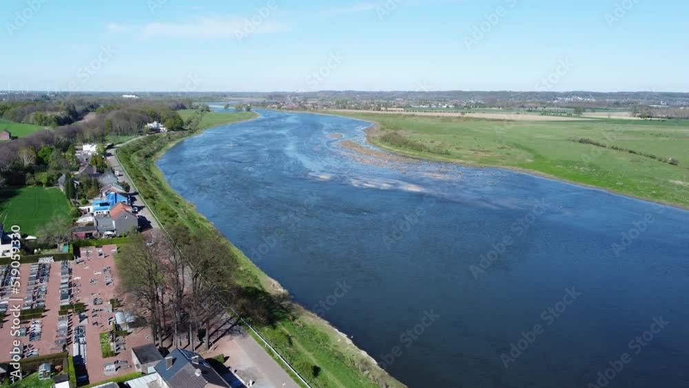 Pristine River Meuse, Lanaken, Border Belgium and Netherlands AERIAL Pristine River Meuse, Lanaken, Border Belgium and Netherlands AERIAL
