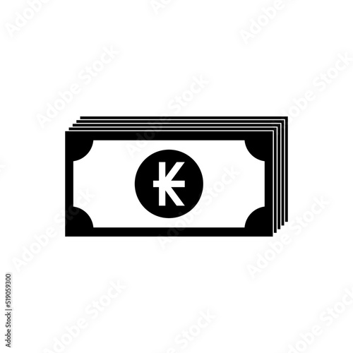 Laos Currency Icon Symbol, LAK, Kip Money Paper. Vector Illustration