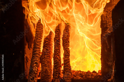 Copper toughening process in closeup view. photo