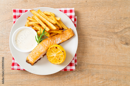 fried salmon fish and chips