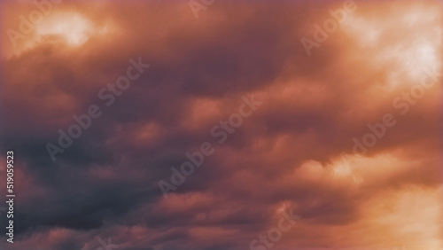 red and golden romantic sundown clouds bg - abstract 3D rendering