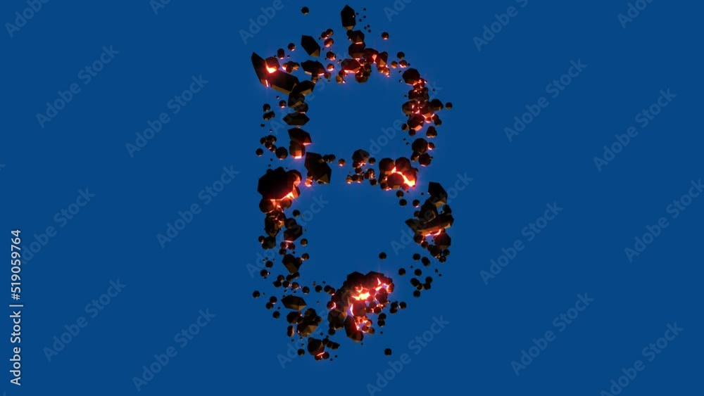 hot magma rocks - volcanic font - bitcoin sign on chroma key screen, isolated - loop video