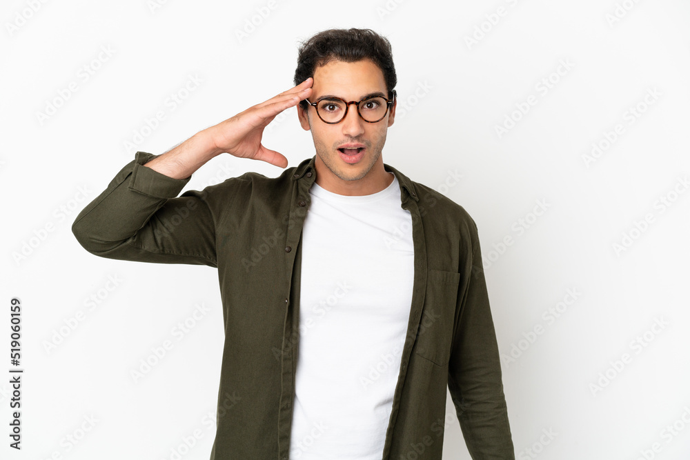 Caucasian handsome man over isolated white background has realized something and intending the solution Caucasian handsome man over isolated white background has realized something and intending the solution