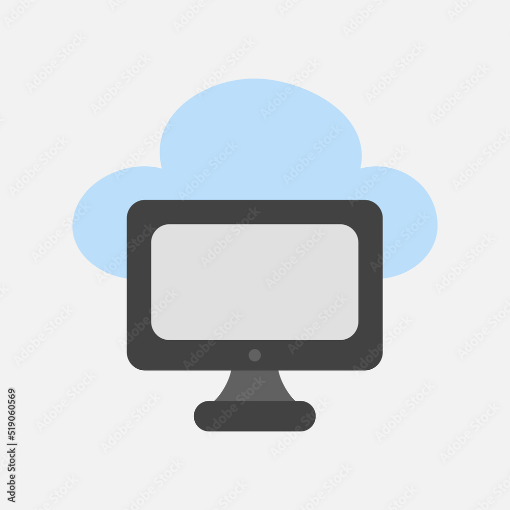Computer icon in flat style about cloud computing, use for website mobile app presentation Computer icon in flat style about cloud computing, use for website mobile app presentation