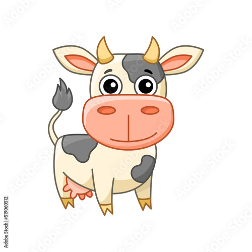 Farm animal. Funny little cow in a cartoon style
