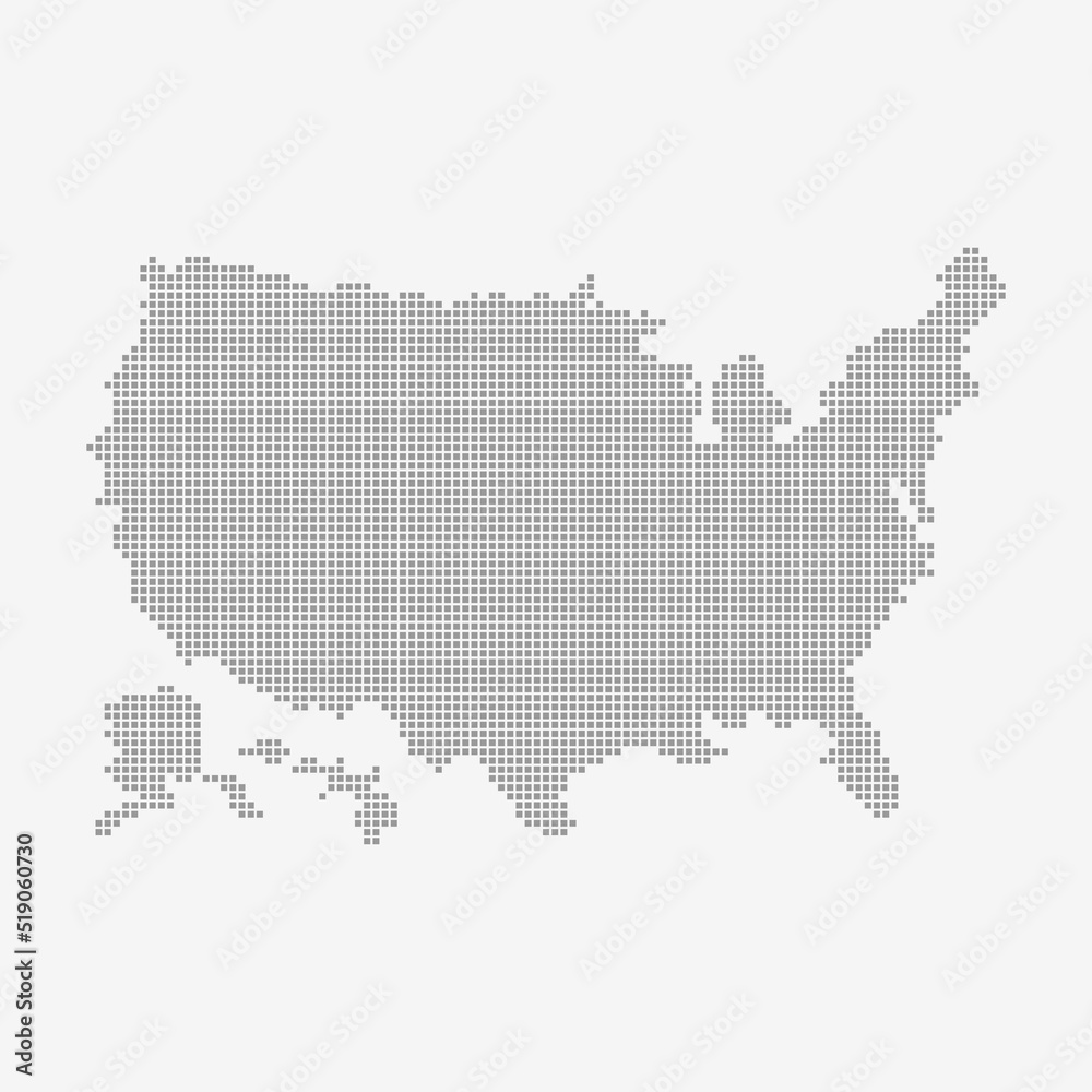 United states map made from dot pattern, halftone America map