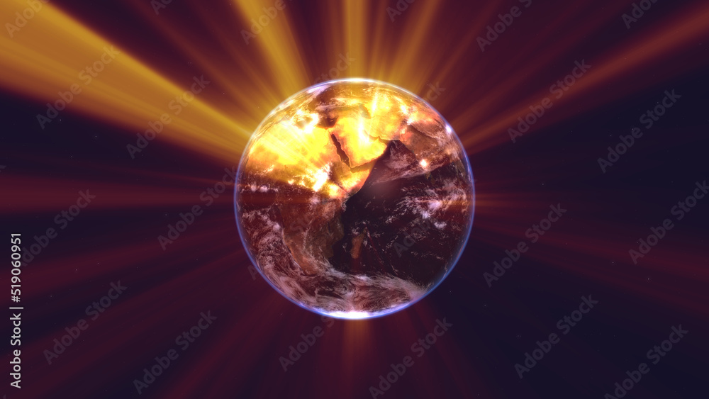 earth globe with glowing details and light rays. 3d illustration. earth globe with glowing details and light rays. 3d illustration.