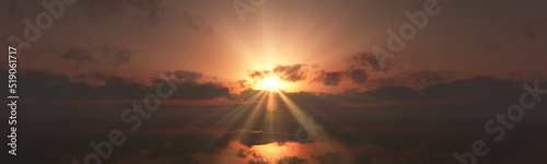 Fototapeta Naklejka Na Ścianę i Meble -  sunset calmly sea sun ray 3d render