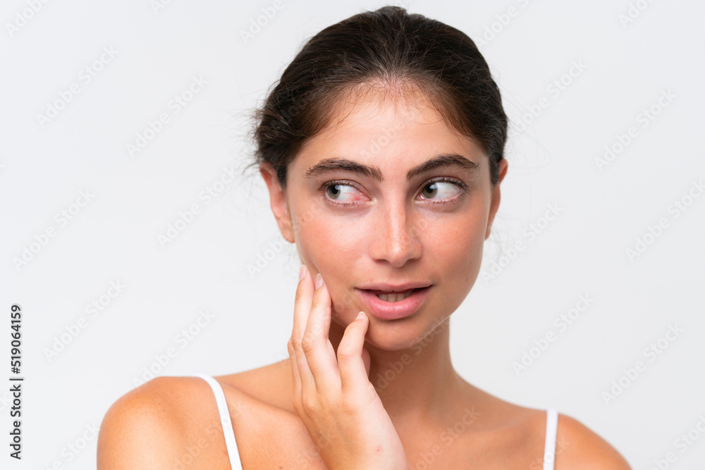 Young Pretty caucasian woman isolated on white background . Portrait Young Pretty caucasian woman isolated on white background . Portrait