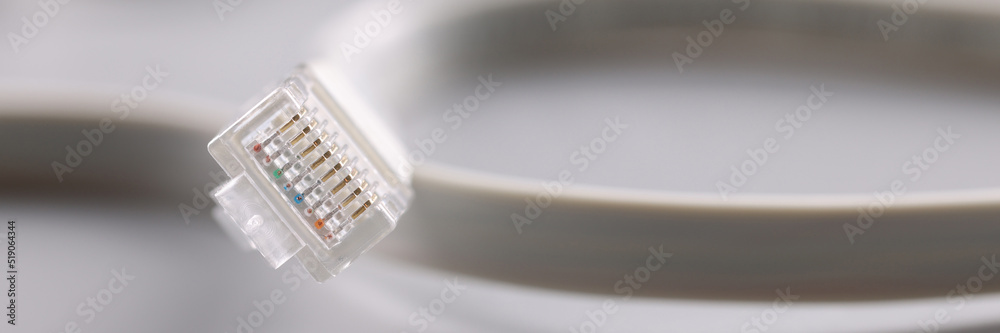 Computer patch cord cable on gray background