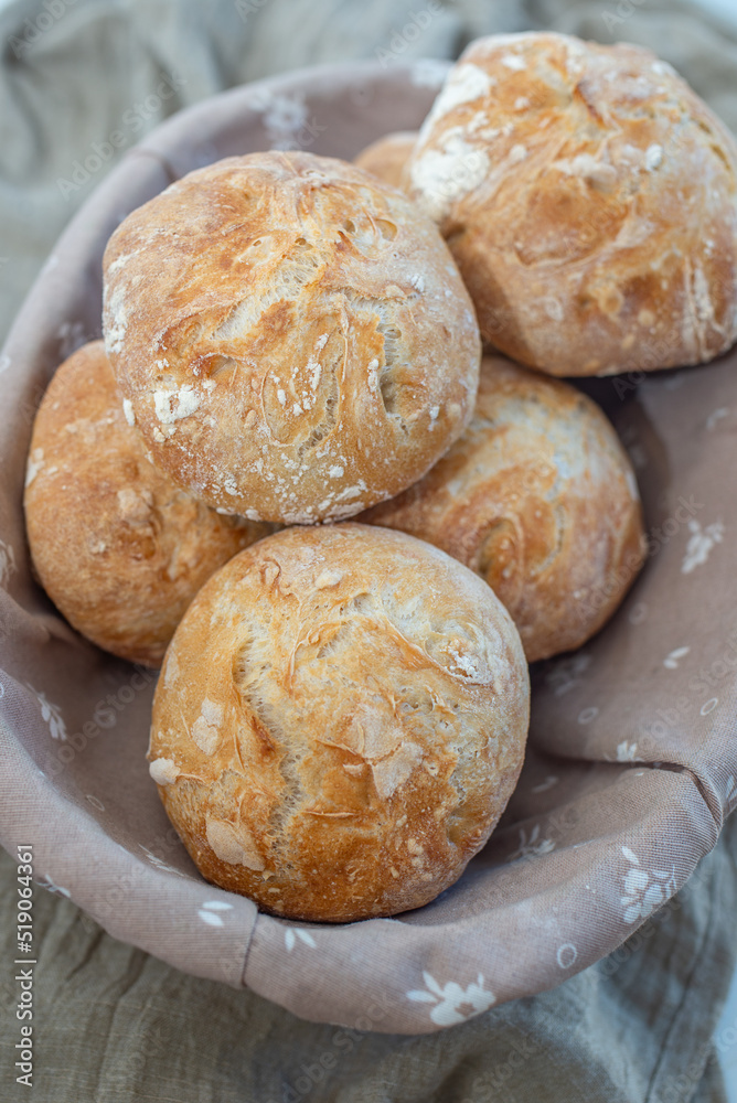 healthy home made crusty round bread rolls