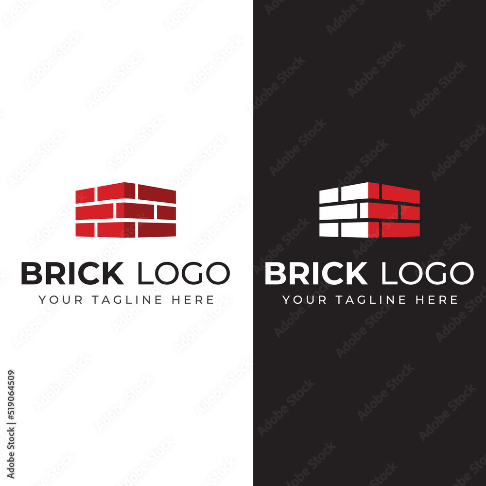 Brick company logo for building construction and wall repair. With