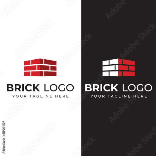 Brick company logo for building construction and wall repair. With vector illustration.