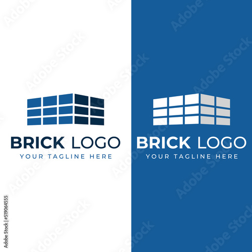 Brick company logo for building construction and wall repair. With vector illustration.