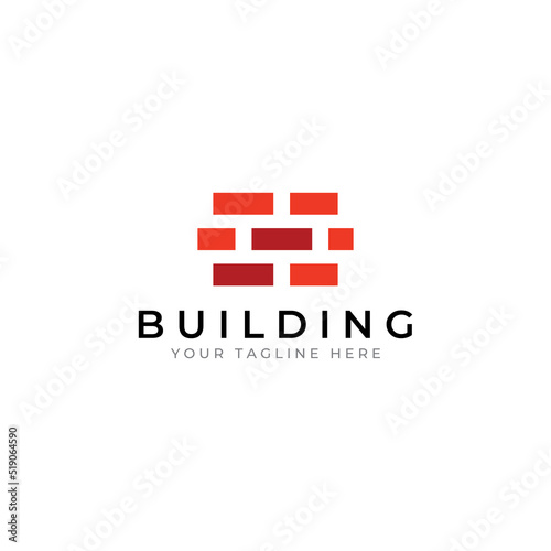 Brick company logo for building construction and wall repair. With vector illustration.