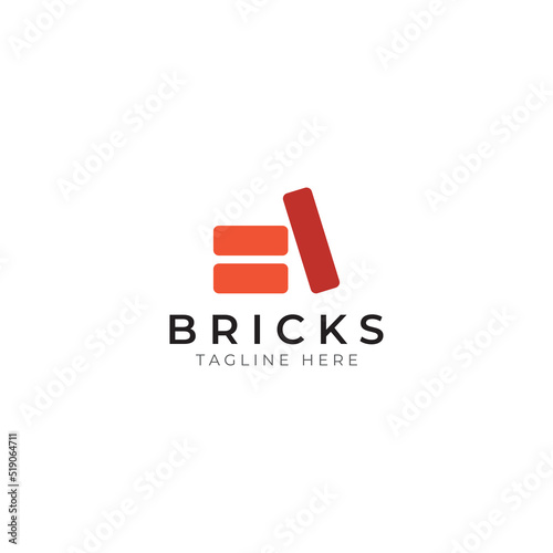 Brick company logo for building construction and wall repair. With vector illustration.