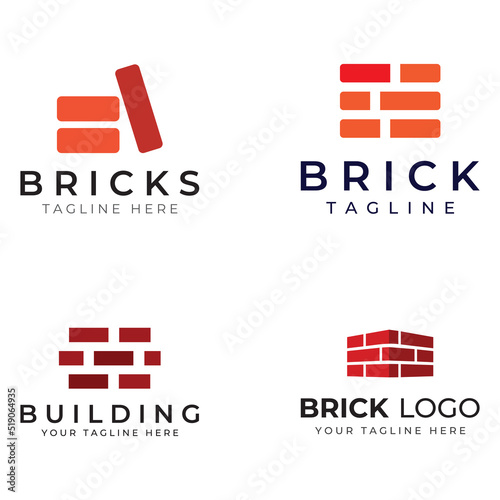 Brick company logo for building construction and wall repair. With vector illustration.