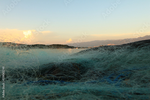 Fishing nets blown out by the Adriatic Sea  