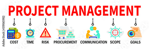 project management banner. project management concept. project management vector Illustration with icons.