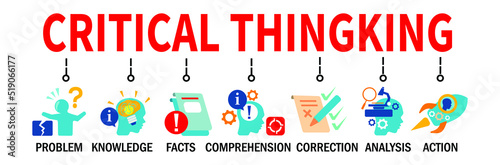 Critical thinking Banner. Critical thinking concept. Critical thinking Vector Illustration with icons.