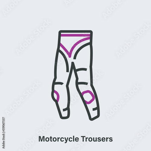 Motorcycle trousers linear vector icon. Isolated outline pictogram of motorcyclist equipment