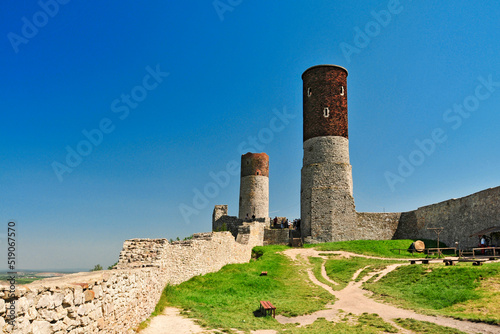 Ruins of the royal castle in Chentshin, Swietokrzyskie Voivodeship, Poland. The construction of the fortress probably began around the 13th or 14th century. photo