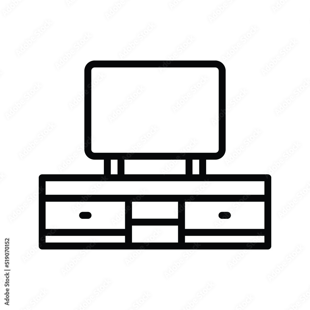 Table with TV icon black outline vector Table with TV icon black outline vector