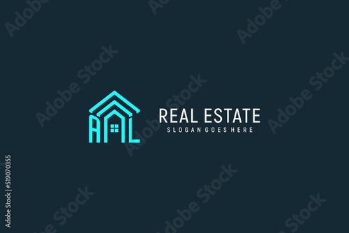 Initial letter AL roof logo real estate with creative and modern logo style