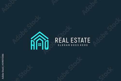Initial letter AQ roof logo real estate with creative and modern logo style