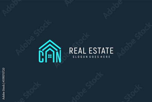 Initial letter CN roof logo real estate with creative and modern logo style