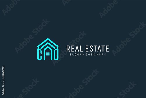Initial letter CO roof logo real estate with creative and modern logo style